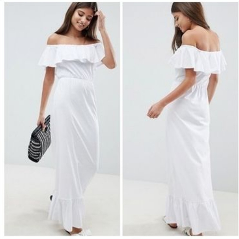 ASOS White ruffle maxi dress NWT